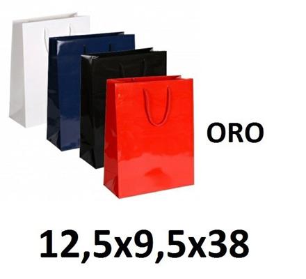 BORSA DI CARTA BOTTIGLIA 12,5X9,5X38 LUXURY LINE ORO CT 40 PZ 51 STAR