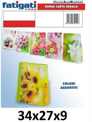 BORSA DI CARTA 34X27X9 COLORI E FANTASIE ASSORTITE FATIGATI 23449