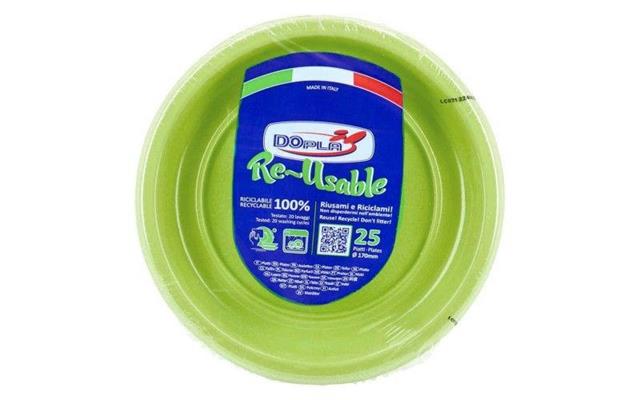 PIATTO DESSERT & FRUTTA 170 25PZ VERDE ACIDO DOPLA 11769