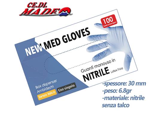 GUANTI NITRILE 100pz BLU NEW MED 300mm S/POL (S)