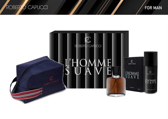 CONF.REGALO CAPUCCI SUAVE AFTER SHAVE 100ml+DEO 150ml+ BORSELLO