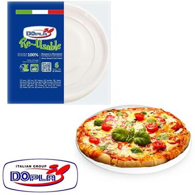 PIATTO PIZZA D320 6 PZ BIANCHI DOPLA 06033