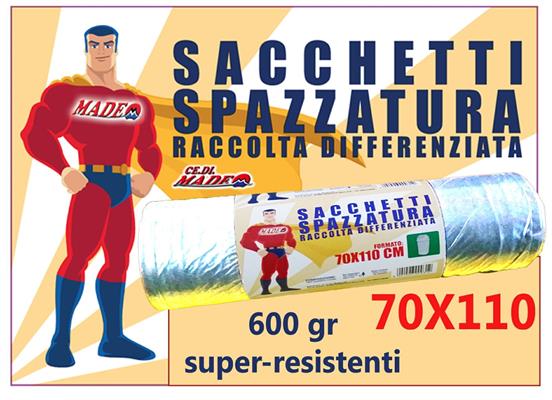 SACCHETTI PER SPAZZATURA 70X110 600gr MR MADEO AMBRA