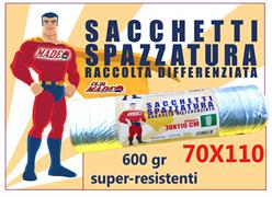 SACCHETTI PER SPAZZATURA 70X110 600gr MR MADEO AMBRA