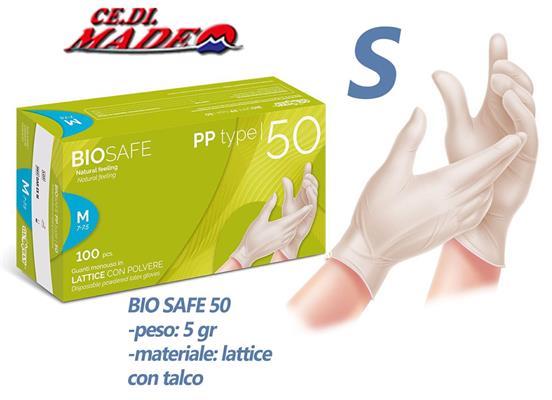 GUANTI LATTICE CP 100pz (S) BIOSAFE PP type50 RAYS