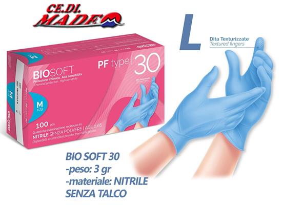 GUANTI NITRILE SP 100pz (L) BIOSOFT PF type30 RAYS