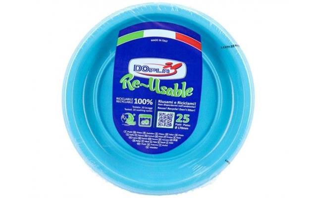 PIATTO DESSERT & FRUTTA 170 25PZ AZZURRO DOPLA 11745