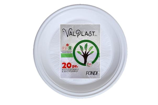 PIATTI BIANCHI FONDI PP RIUTILIZZABILI NATURA 20pz VALPLAST