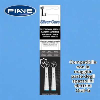 SPAZZOLINI PIAVE SILVER CARE 2 RICAMBI CARBON COMPATIBILI ORAL-B