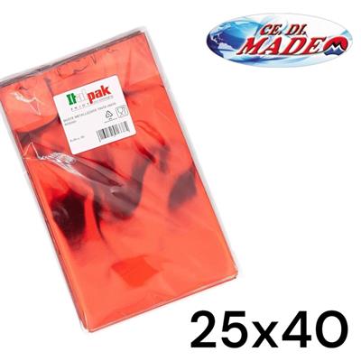 BUSTE METALLIZZATE cm25X40 TINTA UNITA ROSSO LUCIDE ITALPAK